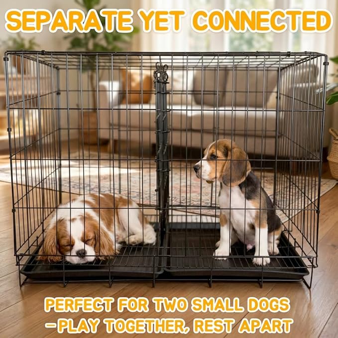Dog Crate Divider Panel 2 Pack, 28" H Metal Kennel Divider, Adjustable 18.9"-38.2" Width, Fits 42"-48" Wire Dog Crates, Tool-Free Install for Puppy Training & Anxiety Relief (Crate Not Included)