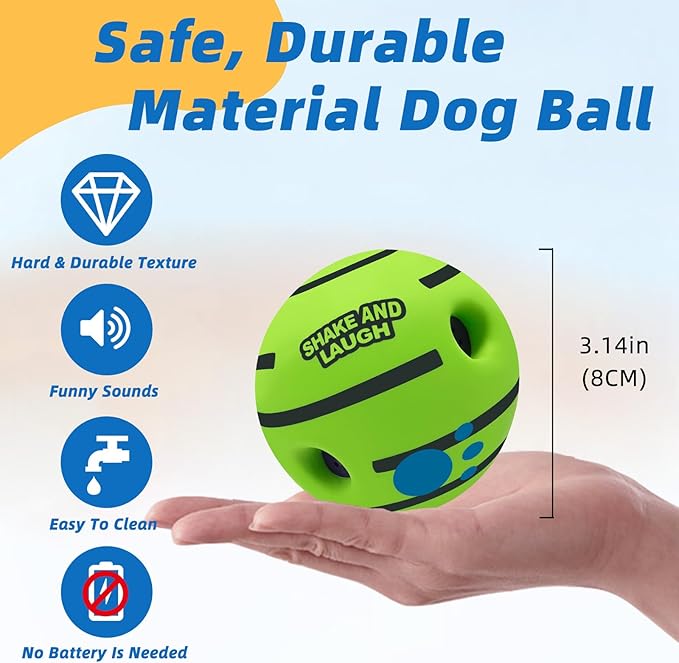 SHAKE AND LAUGH Dog Toys Ball, Interactive Dog Ball, Shaking with Gibbering Sound, for Training & Herding, S, 3.14 in (8 cm)
