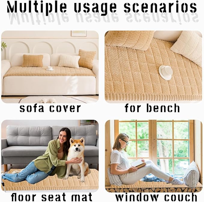 Mitid Sofa Cover Fuzzy Couch Cover for Pet, Couch Covers for Dogs Washable Non-Slip Sofa Slipcover Cushion Protector Pets Friendly Mat Bed