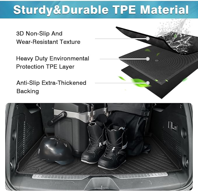 Mixsuper Cargo Liner for Chevrolet Suburban/GMC Yukon XL 2021-2023 2025, All Weather Trunk Liner Rear Cargo Mat Behind The 3rd Row Seats Black
