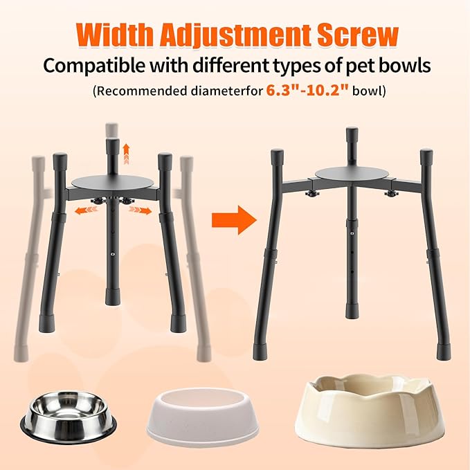 Elevated Dog Bowls Stand with Adjustable Height and Width [Stand Only], Raised Dog Bowl Stand, Elevated Pet Water & Food Feeder for Small&Medium Dogs, Adjustable Wide 6.3"-10.2", 3 Height Adjustment