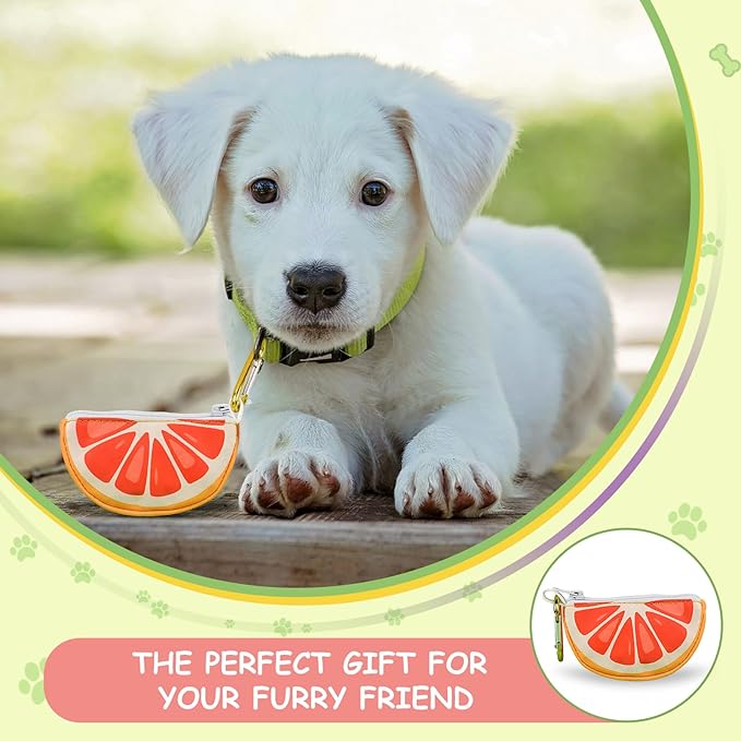 Grapefruit Shape Dog Poop Bag Holder for Leash - Cute Dog Waste Bag Dispenser and Carrier, Portable Pet Walking Accessories