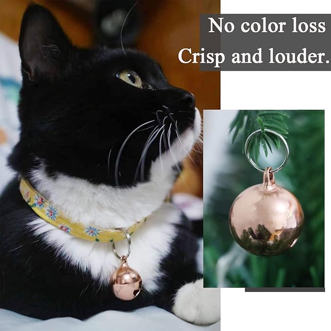 SJANE 4 Pack Cat & Dog Copper Bells - Pet Tracker Training | Pet Collar Accessories | Save Birds & Wildlife(Large)