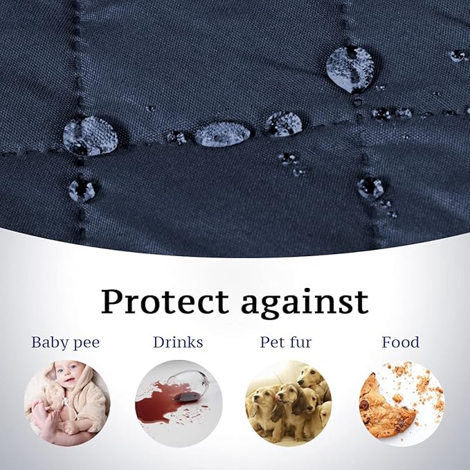 H.VERSAILTEX Water Repellent Sofa Cover Couch Cover Sofa Slipcover for Dogs Couch Protector Reversible Sofa Slipcover for 3 Cushion Couch Furniture Protector for Pets(Oversized Sofa, Navy/Beige)