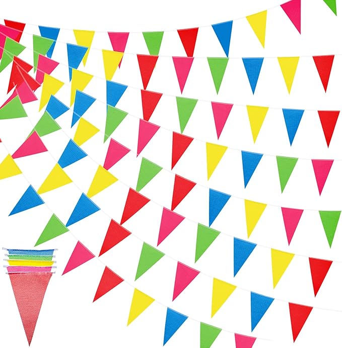 Tatuo 820 ft 500 Pcs Pennant Banner Flag String Hanging Triangle Bunting Flag for Carnival Party Outdoor Events Birthday Classroom Decoration(Colorful)