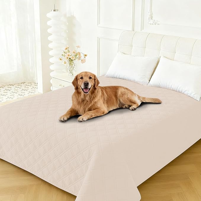 CYCMACO Waterproof Dog Blanket, Non-Slip Soft Pet Bed Cover, Couch Cover for Dogs Washable, Protects Sofa, Furniture, Crate, Car, Tear Resistant Leakproof Pet Blanket (30x70 Inch, Beige)