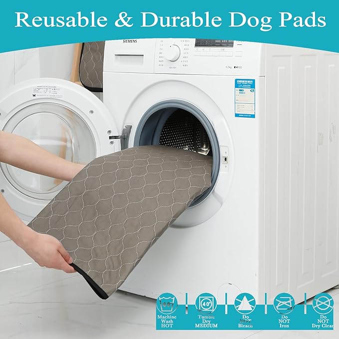 Washable Pee Pads for Dogs 36" x 48", 5 Pack, Reusable Potty Buddy for Dogs Washable, Dog Training Pads with Quick Dry, Large Anti-Slip Whelping Pad for Pet, Playpen, Incontinence