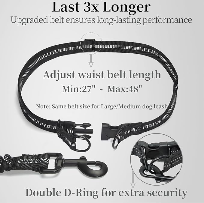 iYoShop Hands Free Dog Leash with Zipper Pouch, Dual Padded Handles and Durable Bungee for Walking, Jogging and Running Your Dog (Military Green, 8-25 lbs, Medium)