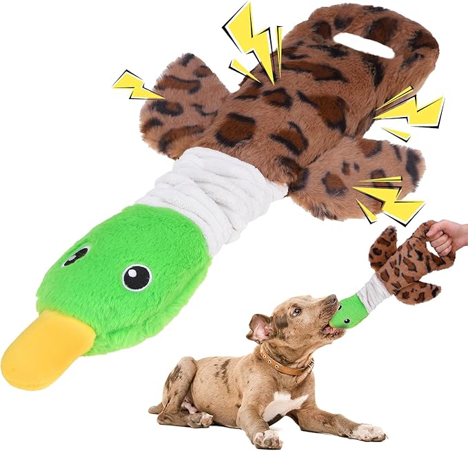 Mihachi Squeaky Dog Toys, Plush Stuffed Puppy Toys with Crinkle Paper-Tug of War Dog Toys for Small, Medium and Large Dogs Duck Interactive Squeaky Pet Toys to Keep Them Busy, Wild Duck
