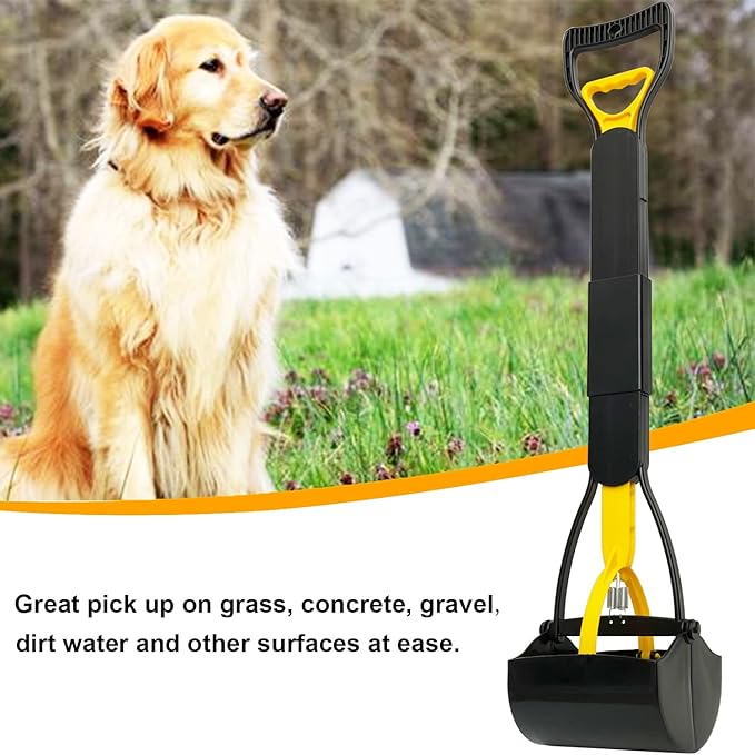 32“ Tall Pooper Scooper, Large Pooper Scooper for Dogs Heavy Duty, Dog Pooper Scooper with Long Handle & High Strength Durable Spring, Foldable Dog Poop Pick Up