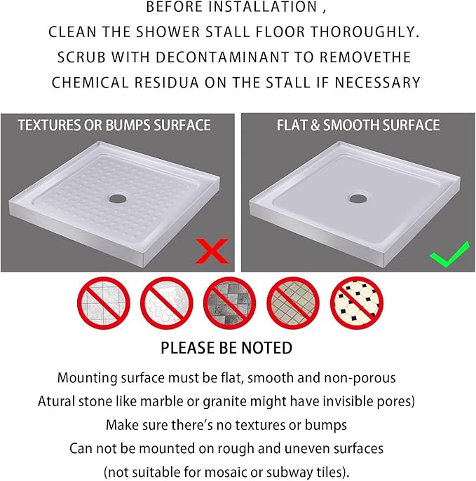 Yimobra Shower Stall Mat Non Slip, 21x21 Inch, Soft Square Bath Mat for Shower with Suction Cups and Drain Holes, Stall Floor Mats for Bathroom, Machine Washable, Bathroom Accessories, White