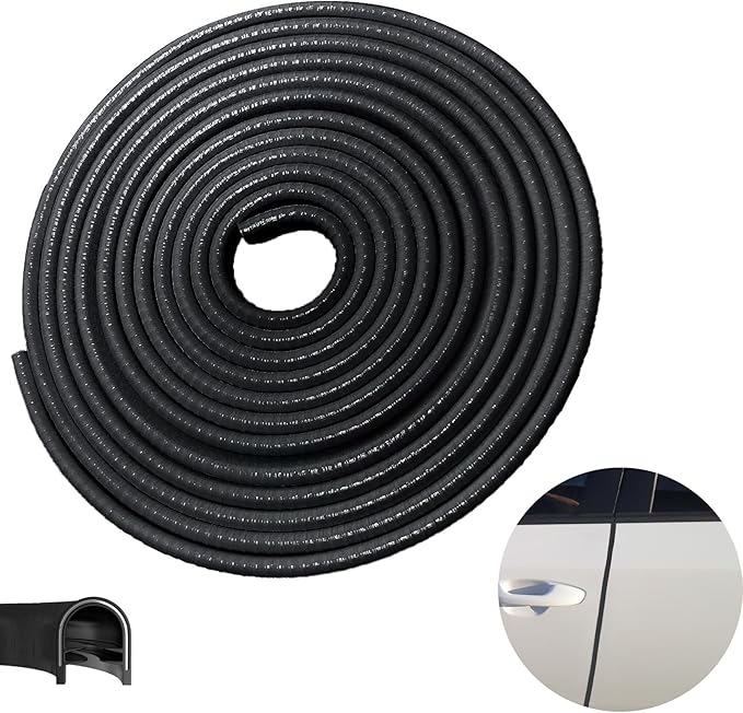 Car Door Edge Guards, 16.4Ft(5m) Car Accessories Door Protector Edge Guards Rubber Seal, Doors Edge Trim U Shape Edge Guards for Cars Trucks Suvs (Black)