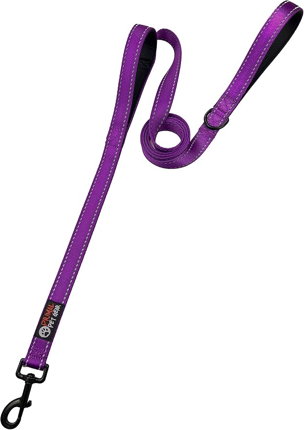 Primal Pet Gear Dog Leash 6ft Long,Traffic Padded Two Handle,Heavy Duty,Reflective Double Handles Lead for Control Safety Training,Leashes for Large Dogs or Medium Dogs,Dual Handles Leads(Purple)