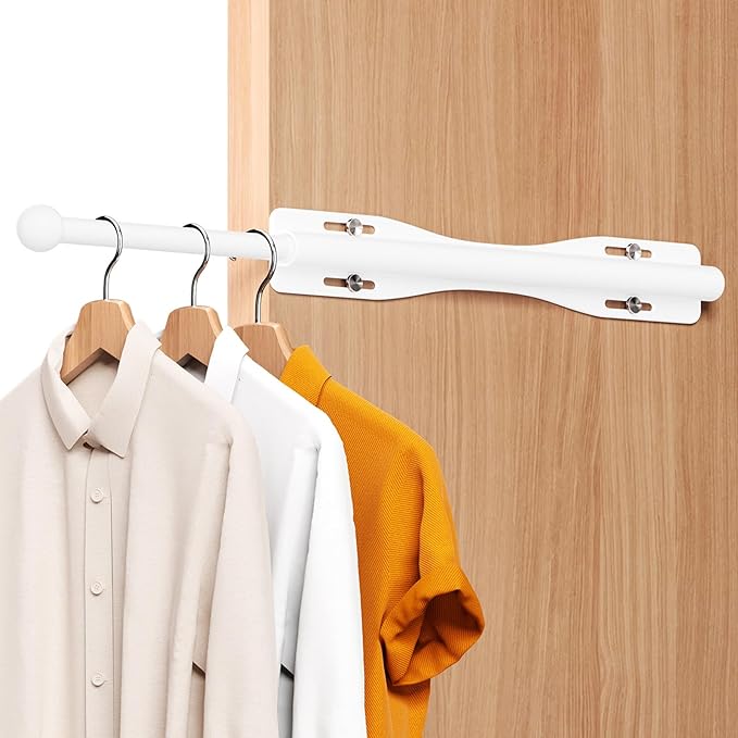 12" Valet Rod For Closet Pull Out Slide Out Adjustable Heavy Duty Valet Rod For Closet, Laundry Room, Bedroom, Bathroom(White)