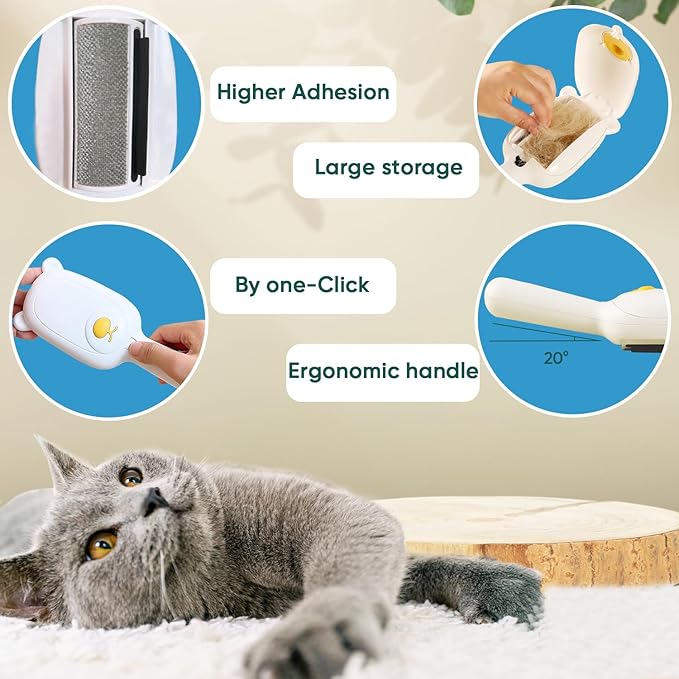 1TO3GO Pet Hair Remover Roller Compact Cat/Dog Hair Remover Deep Clean Convenient to Carry Reusable Lint Roller for Carpet, Furniture, Clothing and Bedding, Carpets and Car Seats (White)