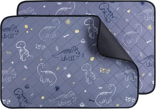IEUUMLER Washable Pee Pads for Dogs, 2 Pack Non-Slip & Waterproof Pack Whelping Pad, Reusable Washable Puppy Potty Training Pad with Fast Absorbent for Playpen EU007 (Gray Dinosaur, 30"X20"-2pcs)