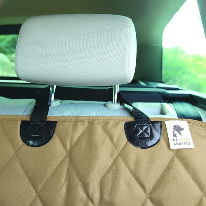 SUV cargo liner for dogs, Dog Car Seat Cover For Back Seat, Nonslip trunk mat, Waterproof Car Seat Protector for Dogs, Durable cargo cover with Bumper Flap, Dog Accessories - Beige Color (Beige)