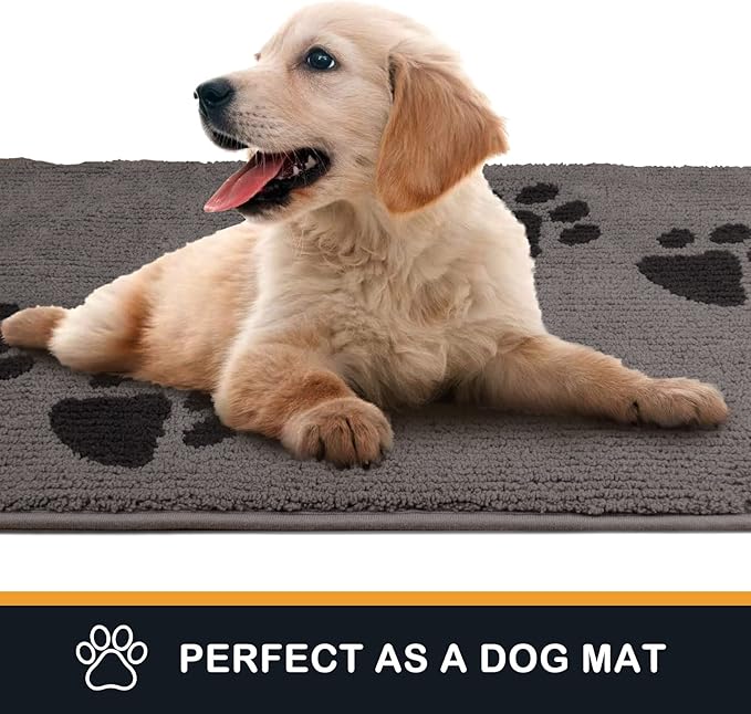 PURRUGS Dirt Trapping Door Mat 24" x 59", Non-Skid/Slip Machine Washable Microfiber Entrance Rug, Shoes Scraper, Dog Doormat, Super Absorbent Floor Mat for Muddy Wet Shoes and Paws, Light Grey