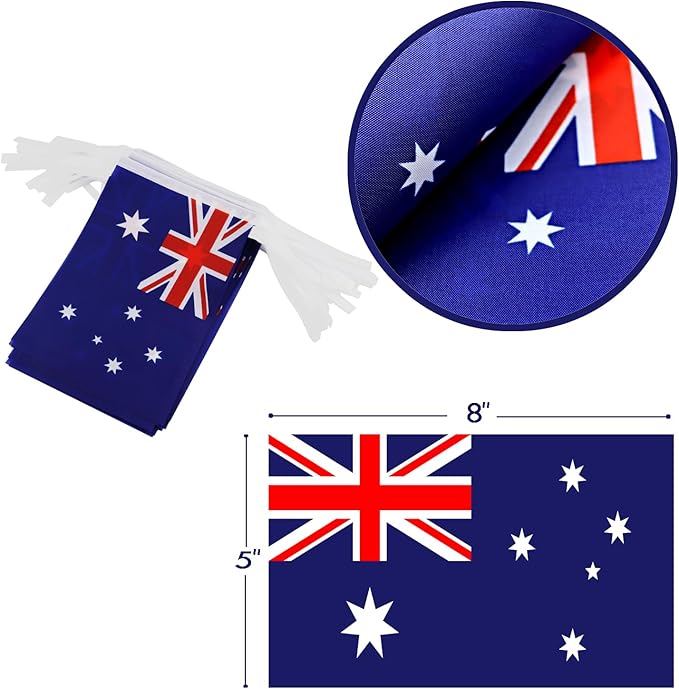Australia String Flag Pennant Banner - 38 Flags, 42 Feet Small Mini Australian Flags Bunting Banner for Country Decoration, School, Party, Sports Events