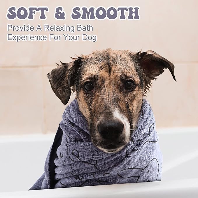 Peryiter 8 Pcs Dog Drying Towels Bulk 55'' x 28'' Pet Grooming Absorbent Microfiber Dog Bath Towels Quick Drying Puppy Bathing Towel for Small Medium Large Cats Pets Bathing Grooming(Grey)
