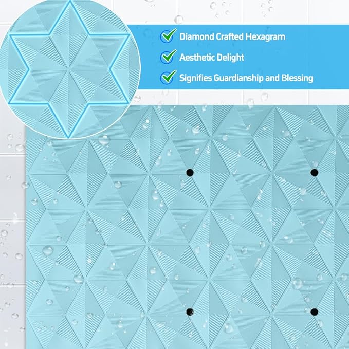 Non Slip Bathtub Mat for Bath Tub Shower - Natural Rubber Mat with 241 Suction Cups - Soft Bathroom Safety Mat - Unique Diamond Pattern - Fatigue Relief - Machine Washable - 16 × 28 Inch