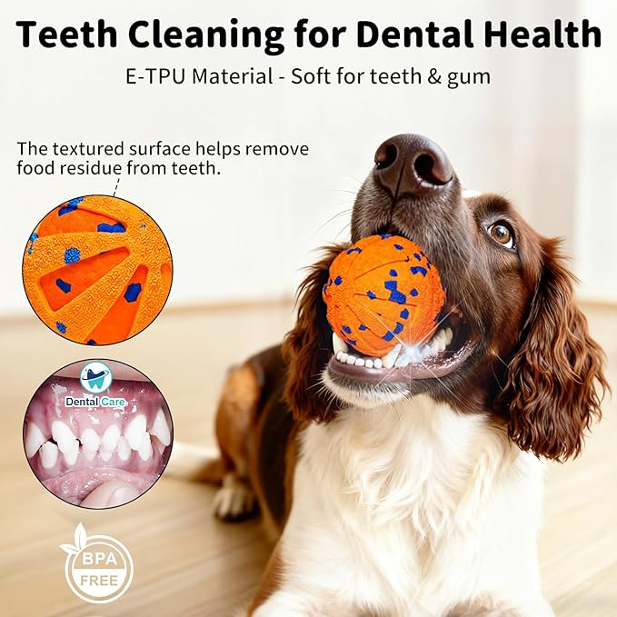 JoyBruko Interactive Dog Toys Ball, Moving Dog Toys to Keep Them Busy, Automatic Self Rolling & Bouncing, Soft E-TPU Material IPX7 Waterproof, Enrichment for Small Medium Large Breeds, Orange