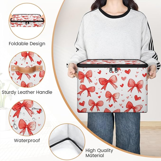 Cubes Storage Baskets,Ribbon Bow Empty Gift Basket,Foldable Storage Box Bin,Waterproof Open Shelf Basket Organizer for Clothes Toy Bedroom Nursery Home Decorative