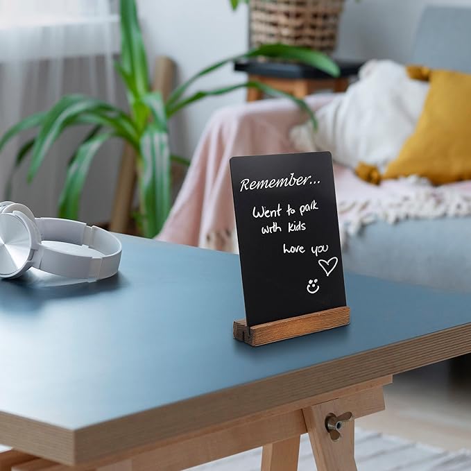 3 Pack 8.7x12 in Desktop Small Chalkboard Sign with Wood Base