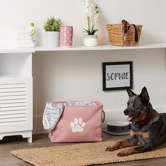 Bone Dry Pet Storage Collection Collapsible Bin, Rose, Medium Rectangle