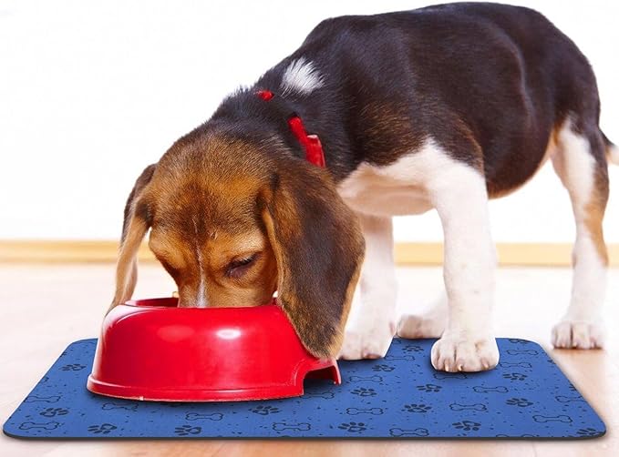 Dog Food Mats,Cat Absorbent Water Bowl Feeding Mats Pet Placemats for Food and Water Spot 12 * 20 inch