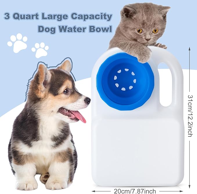 Ziliny 2 Pcs 3 Quart No Spill Portable Dog Travel Water Bowl Pet Water Bowl for Pet Dispenser for Small Large Dogs Cats Camping Hiking Trips Car RV Boat Road Mess-Free Design