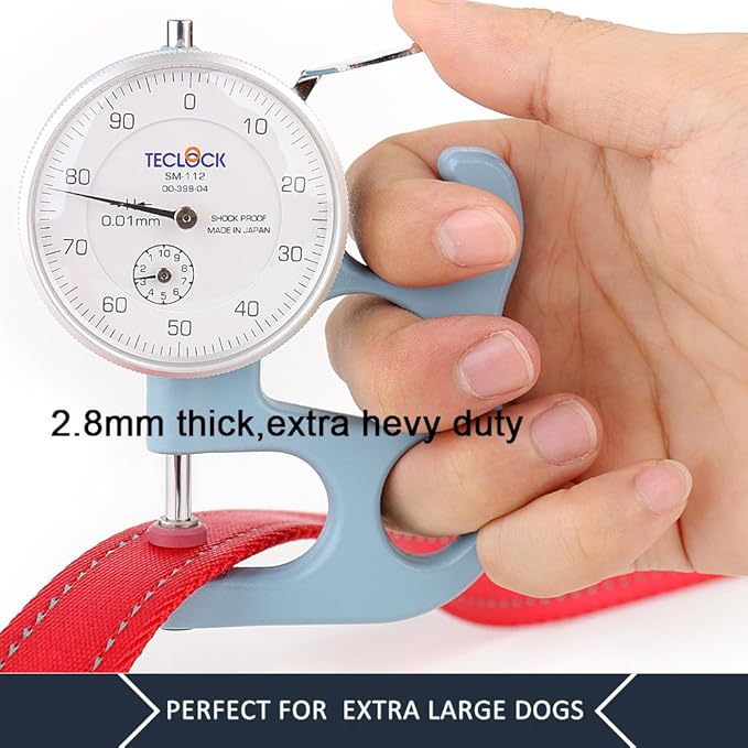 Plutus Pet Double Handle Dog Leash 5ft, Heavy Duty, Reflective Dual Handle Dog Leash for Safety Training, for Medium Large Dogs,2 Handle Leads(Red)