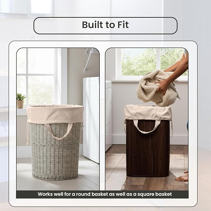 LFH Home Large Premium 100% Cotton Canvas Laundry Bag with Drawstring and Handles Heavy Duty, Multi-Use, and Washable for Home, Travel, College or Storage 20x30 (Pack of 6)-Natural