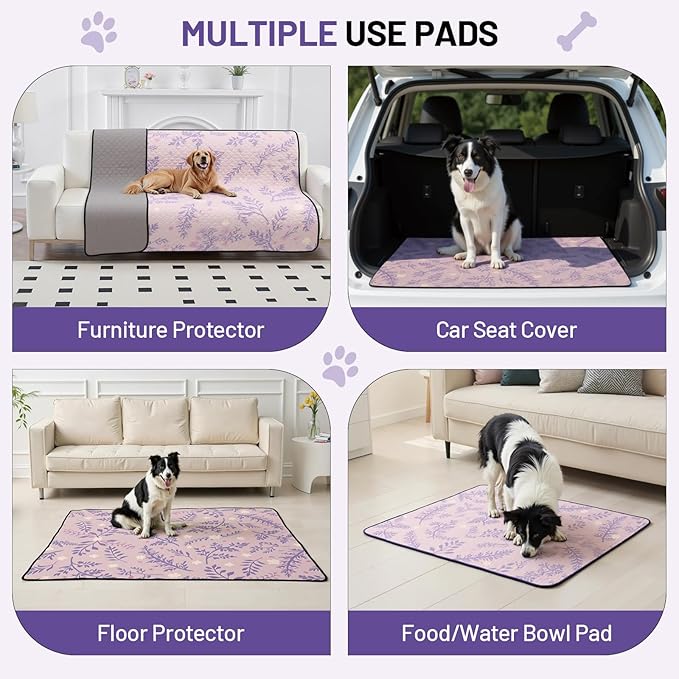 Washable Dog Pee Pads - Absorbent Reusable Puppy Training Pads, Waterproof Leak - Proof & Non - Slip for Crate Whelping Potty Training 24x18 (Pack of 2)