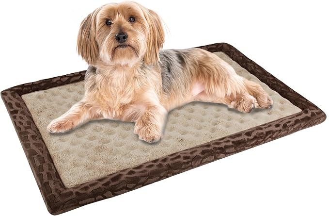 PAGGED Dog Crate Pad 24x17 inch Memory Foam Dog Bed Mat for Small Dog Cat Washable Puppy Sleeping Bed Anti Slip,Brown