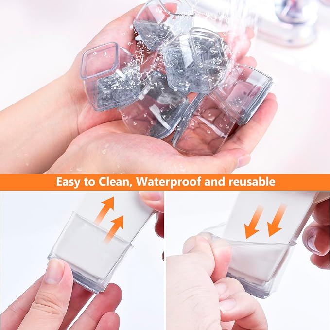 36pcs Square Chair Leg Floor Protectors, Felt Furniture Pads for Hardwood Floors, Silicone Chair Leg Covers to Protect Wood Tile Floors, Floor Protectors for Chairs, Not Fall Off, Clear, X-Small