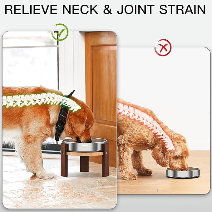 Feedoo Elevated Dog Bowl Stand, 6 Inch Height Raised Stand for Medium&Small Dogs, Durable Solid Hardwood Stand for 7.8Inch Bowls [No Dog Bowl Included]