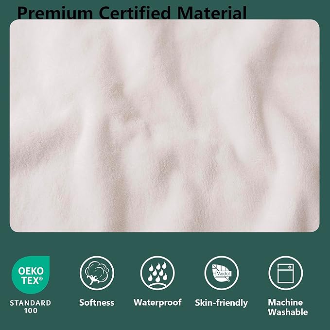 Tuffeel Waterproof Blanket for Bed King Size, Leak Proof Dog Couch Blankets Reversible, Pet Throw Sofa Furniture Protector Machine Washable-82 x108,Green+Cream