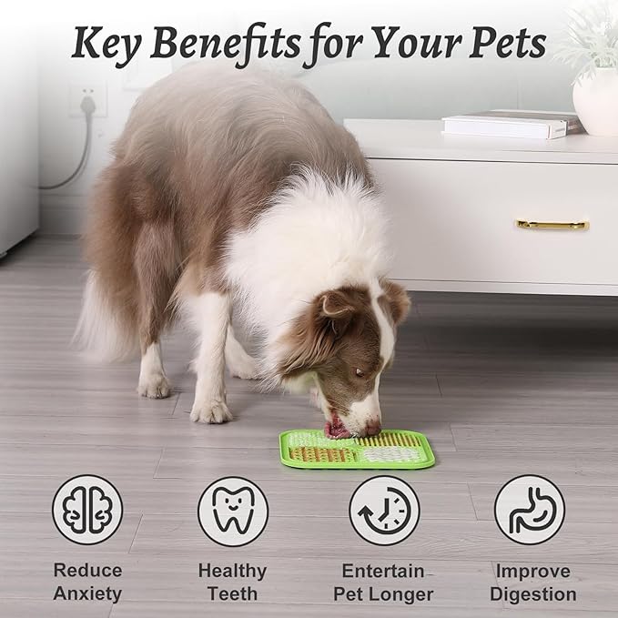 MateeyLife 2PCS Large Lick Mat for Dogs and Cats, Licking Mats for Dog Anxiety Relief, Cat Peanut Butter Lick Pad for Boredom Reducer, Dog Treat Mat Perfect for Bathing Grooming Blue&Green