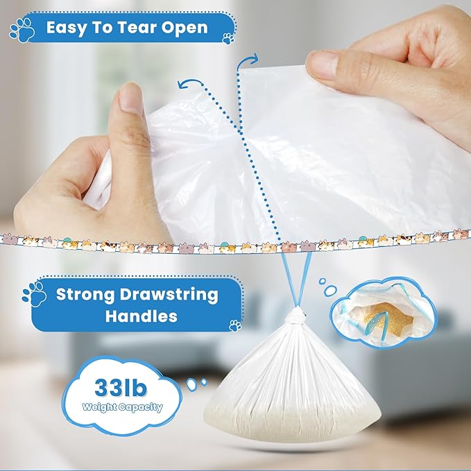 120count Cat Litter Box Liner Automatic Litter Box for Cat Polyethylene Compatible with MeoWant MW-SC01/MW-SC02 1.5 Mil Heavy Disposable Scent Free 22lb Load, 17.7 x 19.68 in