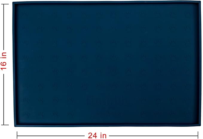 Humble Pet Food Mat Feeding Tray - Non-Slip, Anti-Spill, Raised Dog Food Mat, Easy Clean Waterproof - Premium Quality Silicone - Perfect for Dog Bowl Mat and Cat Feeding Mat Tray, 24" x 16" (Blue)