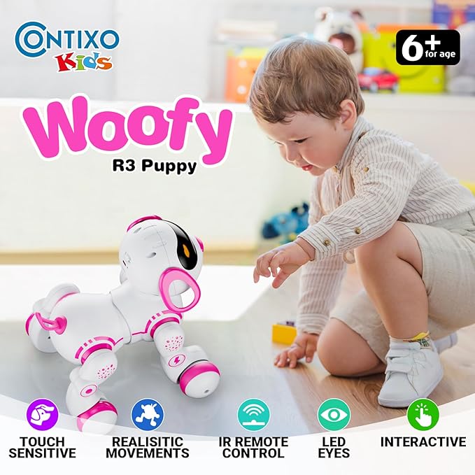 Contixo R3 Robot Dog Toy for Kids - Interactive Remote Control Smart Dancing Robotic Pet for Boys & Girls Ages 3-12 - Pink