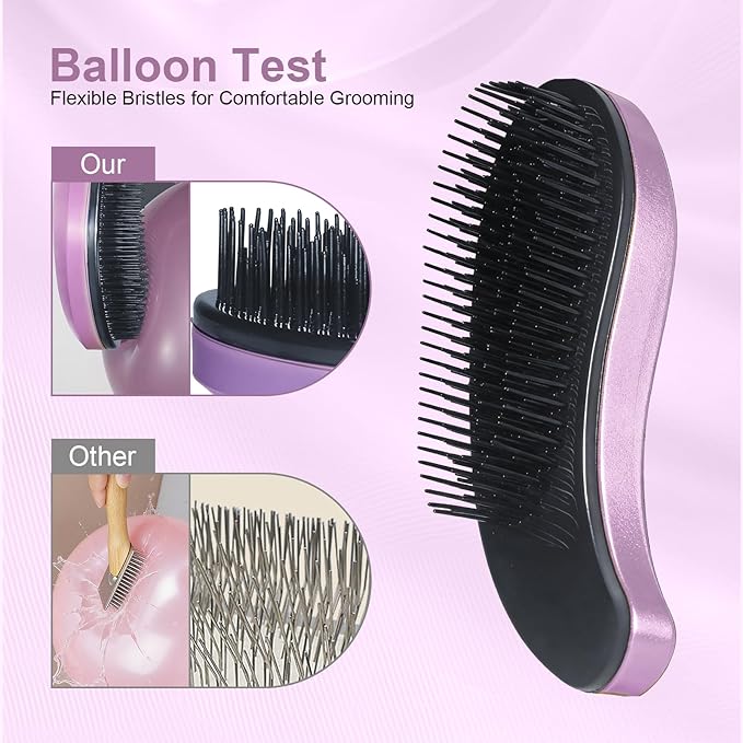 Small Dog Brush- Grooming Tool for Teddy, Yorkies, Maltese, Shih Tzu, Chihuahua - Puppy Hair Brush (Electroplating Purple)