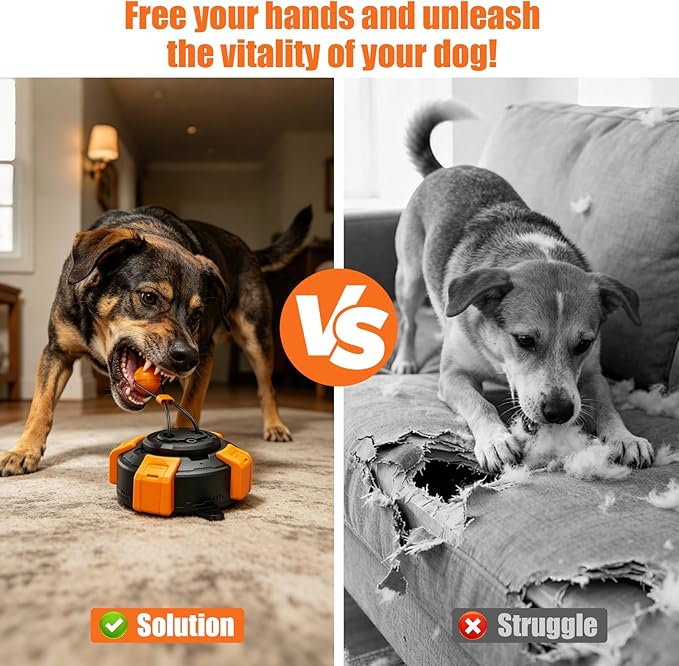Interactive Dog Toys Upgraded Strong Tug-of-War Dog Toy Mentally Stimulating Toys for Dog Tug of War Dog Toy for Aggressive Chewers Durable Puppy Molar Chew Toy with Teeth Cleaning Dog （Black-orange）