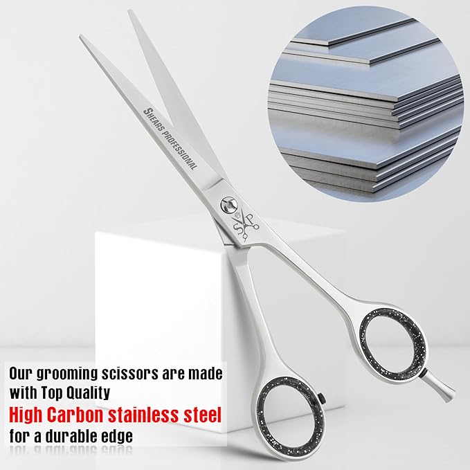 Hair Cutting Scissors, All Purpose 7 Inch Stainless Steel, Sharp Edge Blades, Dog Grooming Scissors, Hair Shears for Barber, Hairdressing Scissor for Haircut and Dogs