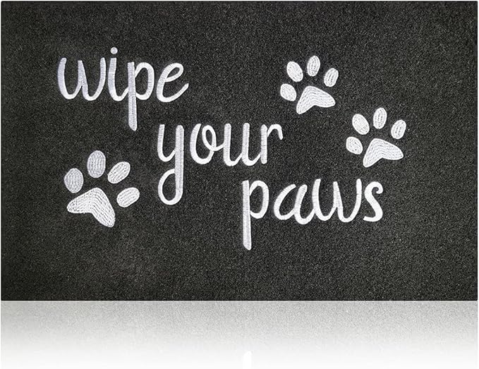 Large Outdoor Front Door Mat Wipe Your Paws Doormat Inside Outside Mats Entryway Welcome Mats Non Slip Rubber Backing Funny Indoor Door mats Dog Mat for Porch, Black 36 x 24 Inch