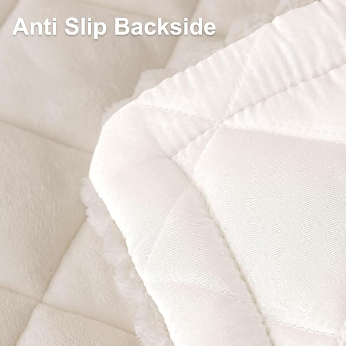 Smiry Fuzzy Couch Cover for Dogs, Non Slip Washable Pet Sofa Cover, Scratch Proof Hair Resistant Plush Sofa Slipcover, Pet Friendly Couch Cushion Protector for Cat, White, 27.6" x 88"