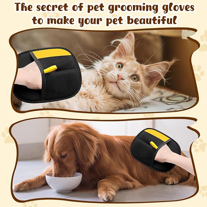Pet Hair Removal Gloves,Electrostatic Gloves Pet Hair, Efficient Grooming Glove for Cats Dogs, Reusable Pet Hair Removal Tool for Couch, Furniture, Carpet, Curtain (2)