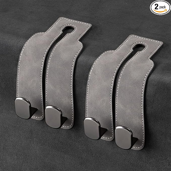 Car Hooks for Headrest,2PCS Car Seat Back Storage Hook for Headrest,Car Seat Multifunctional Bag Hook,Car Hooks for Purses,Bags,Handbags (Gray)