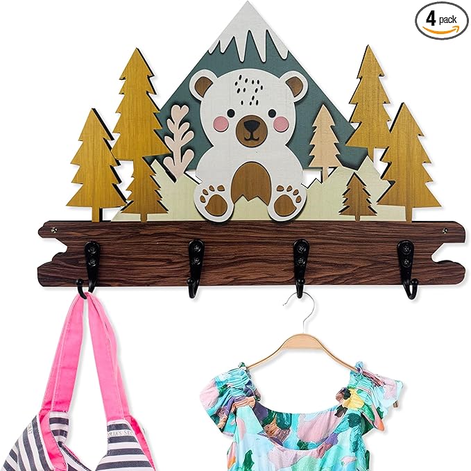 Midrean Dog Leash Holder for Wall Mount, Farmhouse Wooden Dog Claw Hooks, Paws Key Rack Accessories for Rustic Home Decor (L)